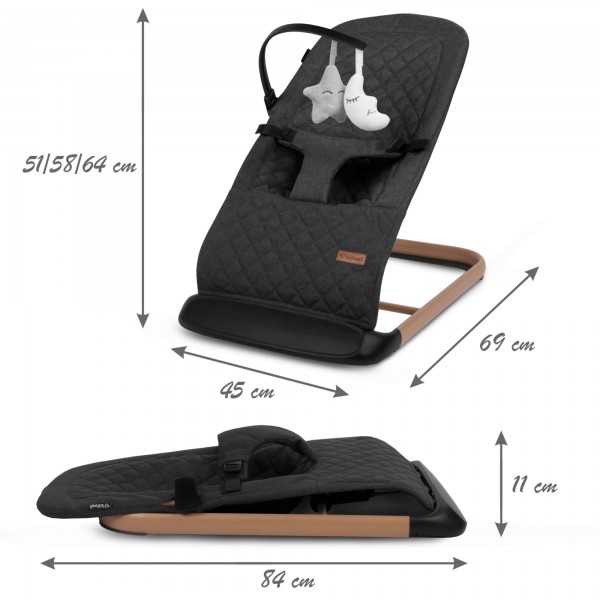 LARO Black/Wooden baby bouncer--bebis.lv