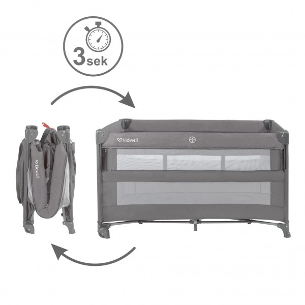 BLISSY Lift Gray two-level travel cot--bebis.lv