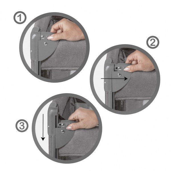 BLISSY Lift Gray two-level travel cot--bebis.lv