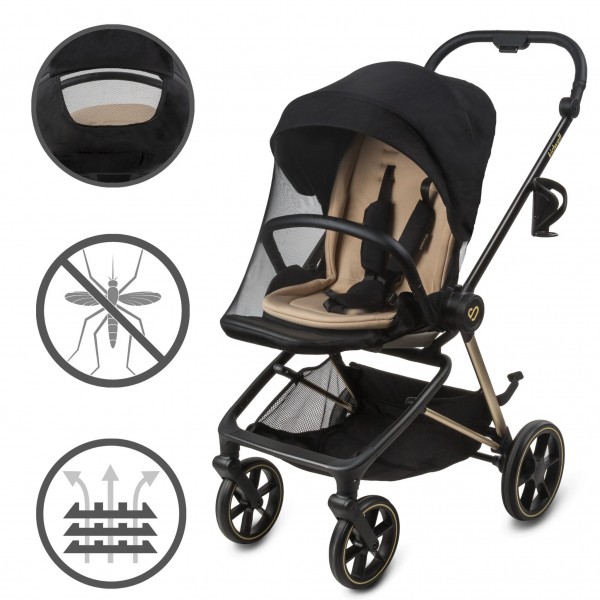 VELMONT Black/Beige stroller with bassinet--bebis.lv