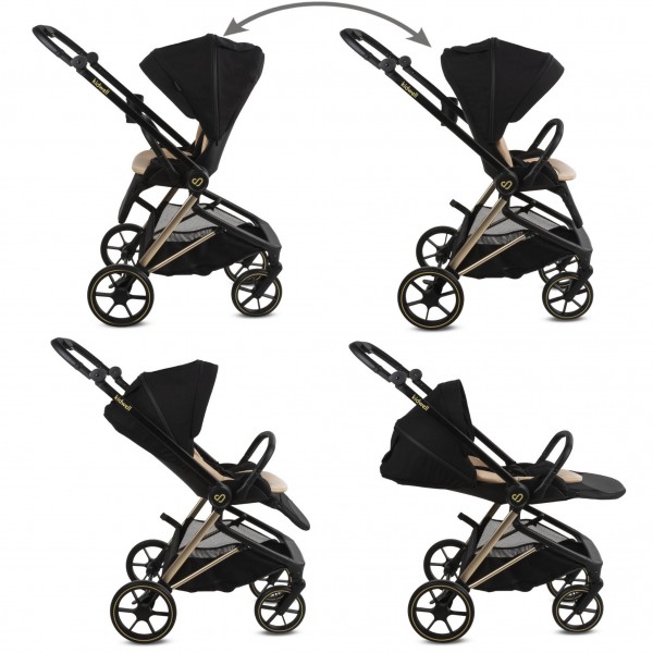 VELMONT Black/Beige stroller with bassinet--bebis.lv