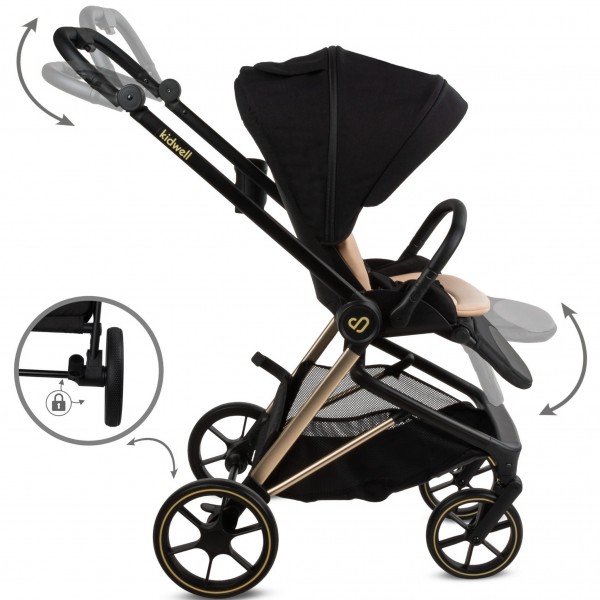 VELMONT Black/Beige stroller with bassinet--bebis.lv
