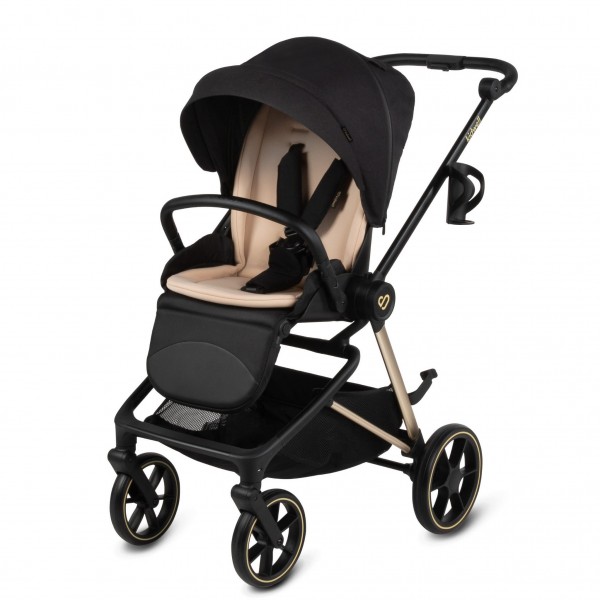 VELMONT Black/Beige stroller with bassinet--bebis.lv