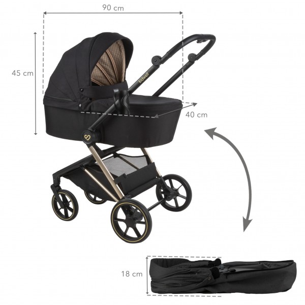 VELMONT Black/Beige stroller with bassinet--bebis.lv