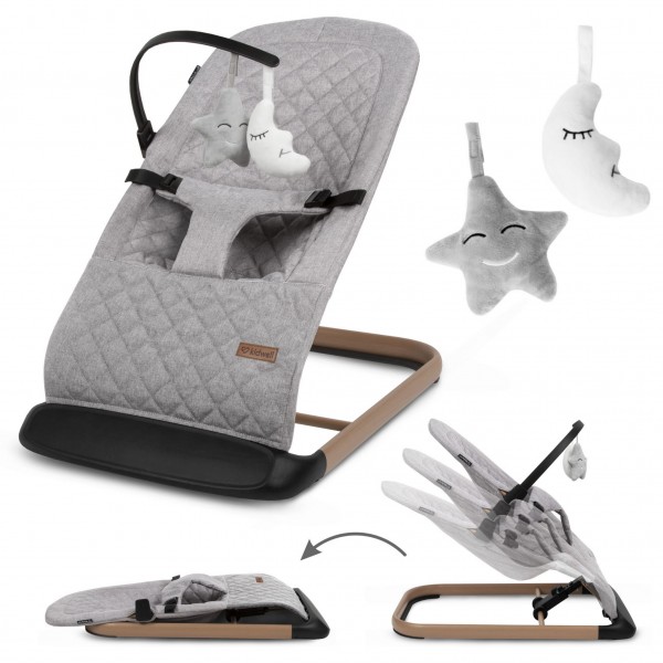 LARO Full Grey/Wooden baby bouncer--bebis.lv