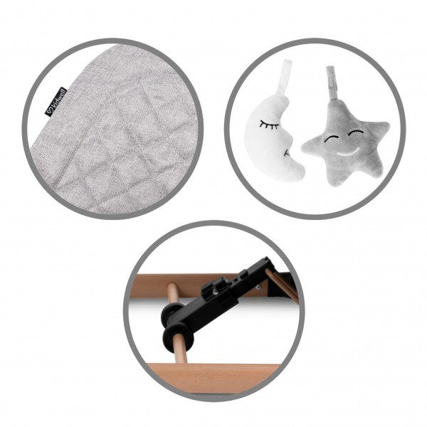 LARO Full Grey/Wooden baby bouncer--bebis.lv