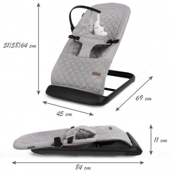 LARO Full Grey/Black baby bouncer--bebis.lv
