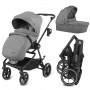 VELMONT Gray stroller with bassinet--bebis.lv