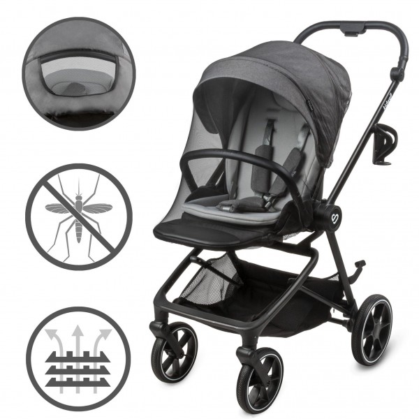 VELMONT Gray stroller with bassinet--bebis.lv