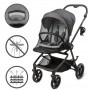 VELMONT Gray stroller with bassinet--bebis.lv