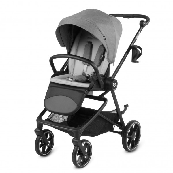 VELMONT Gray stroller with bassinet--bebis.lv