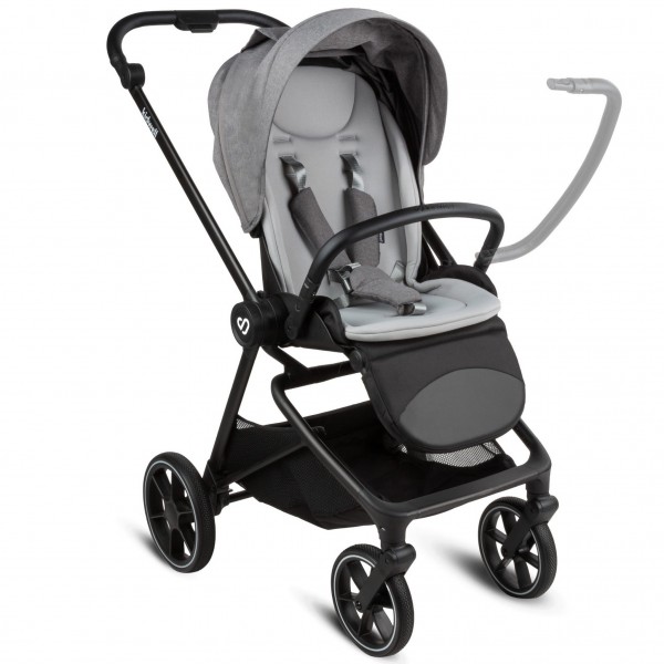VELMONT Gray stroller with bassinet--bebis.lv