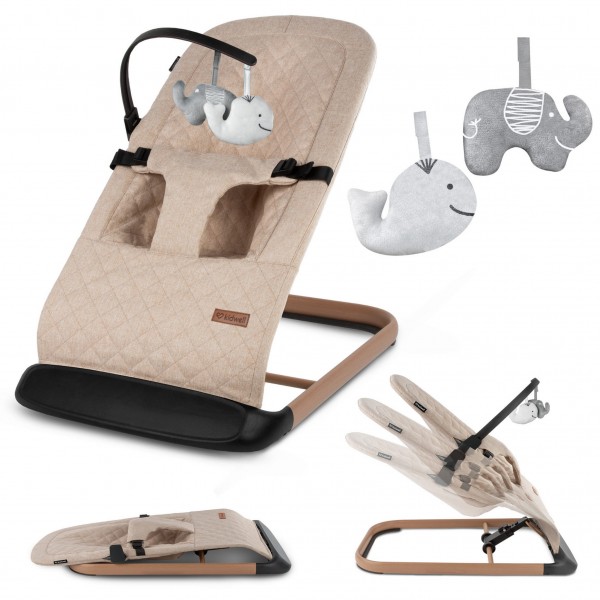 LARO Beige/Wooden baby bouncer--bebis.lv