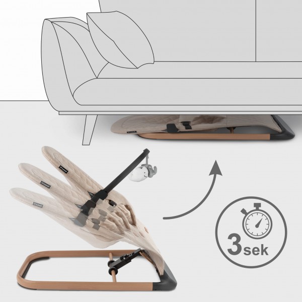 LARO Beige/Wooden baby bouncer--bebis.lv