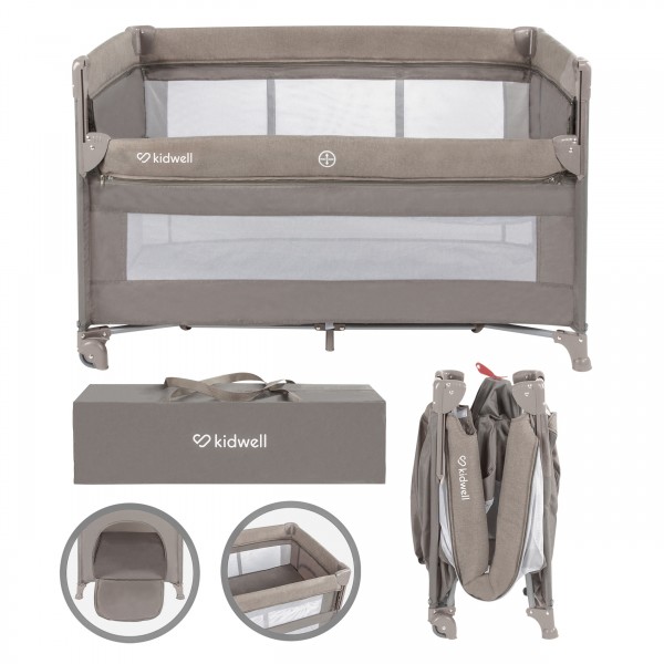 BLISSY Lift Beige two-level travel cot--bebis.lv