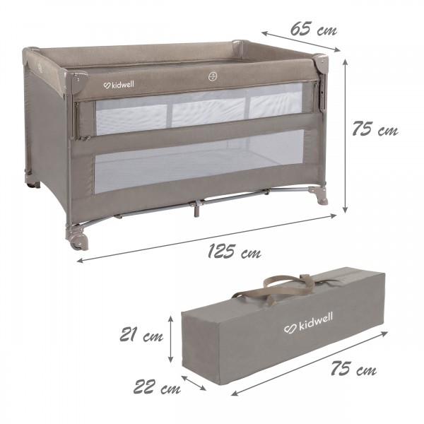 BLISSY Lift Beige two-level travel cot--bebis.lv