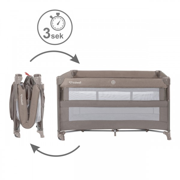 BLISSY Lift Beige two-level travel cot--bebis.lv