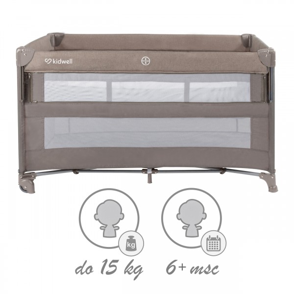 BLISSY Lift Beige two-level travel cot--bebis.lv
