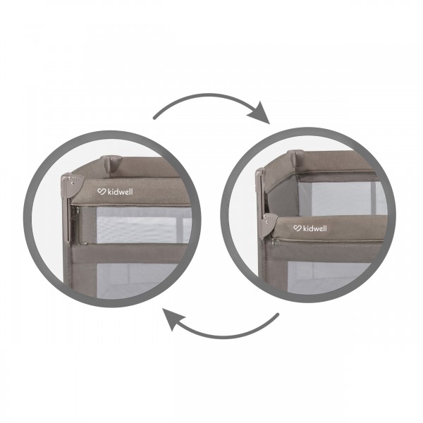 BLISSY Lift Beige two-level travel cot--bebis.lv