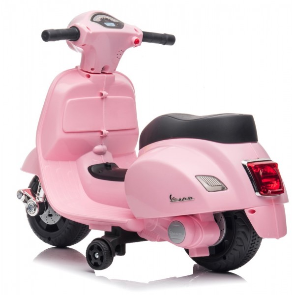 Ar akumulatoru darbināms Vespa skrejritenis, pūderrozā krāsā--bebis.lv