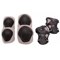 TRACKER - Защитные наколенники, налокотники и напульсники для роликовых коньков и самокатов, размер S - серые