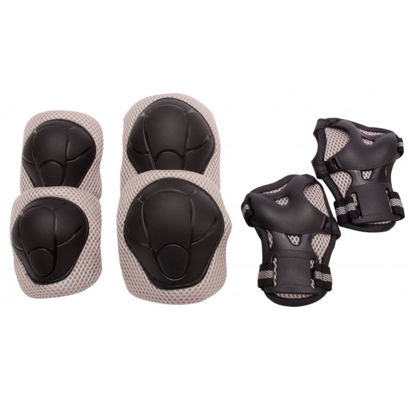 TRACKER - Защитные наколенники, налокотники и напульсники SUN BABY для роликовых коньков и самокатов, размер S - серые--bebis.lv