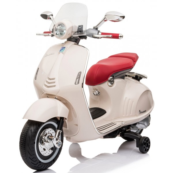 Ar akumulatoru darbināms Vespa skrejritenis bērniem no 3 gadu vecuma, gaismām un skaņām - balts--bebis.lv