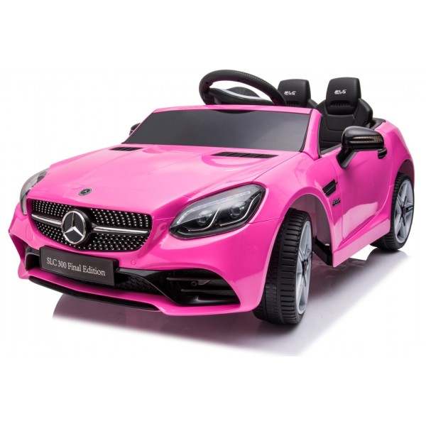 Детский электромобиль Mercedes BENZ SLC300 Cabrio со звуком, светом и пультом дистанционного управления — розовый.--bebis.lv