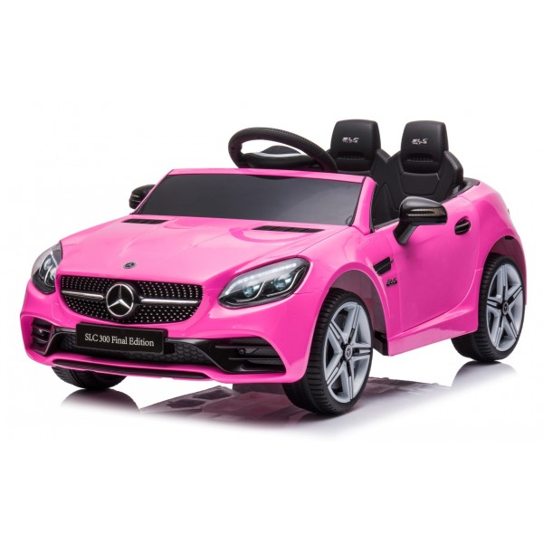 Детский электромобиль Mercedes BENZ SLC300 Cabrio со звуком, светом и пультом дистанционного управления — розовый.--bebis.lv