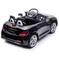 Детский электромобиль Mercedes BENZ SLC300 Cabrio со звуком, светом и дистанционным управлением — черный.