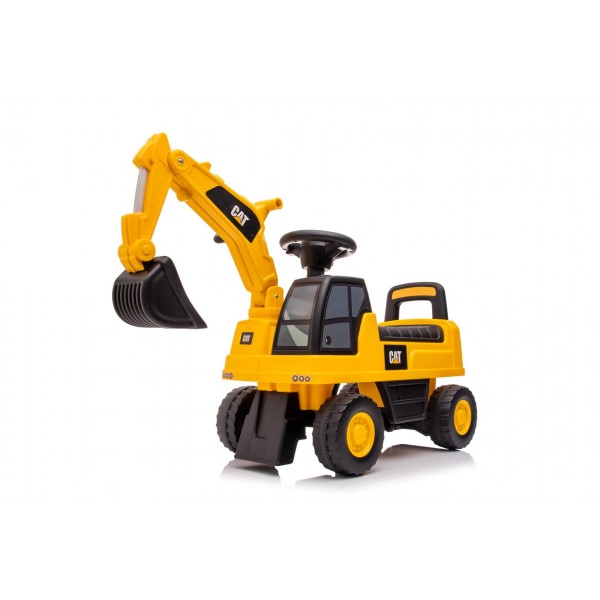 Детский экскаватор-каталка CAT на колесах, желтый, 50(73)x28x42(46) см--bebis.lv