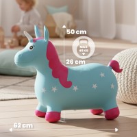 Bērnu gumijas lēcējs VIENRADZIS 60 cm zils un rozā lēkāšanai ar pumpīti