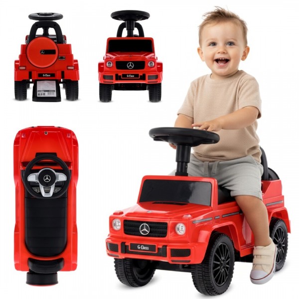 Bērnu ratiņi ar stūmēju, sarkani Mercedes Benz G klases--bebis.lv