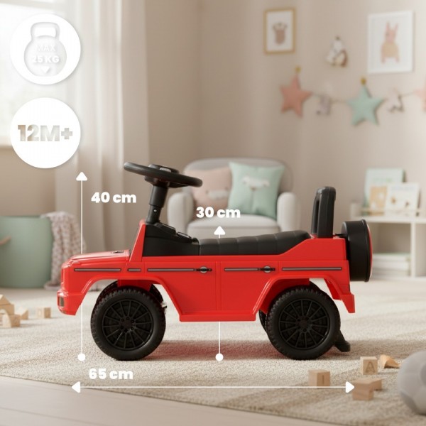 Bērnu ratiņi ar stūmēju, sarkani Mercedes Benz G klases--bebis.lv