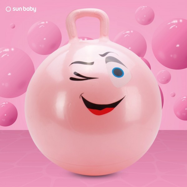 Bērnu džemperis gumijas BUMBIŅA 60 cm gaiši rozā lēkāšanai ar pumpīti--bebis.lv