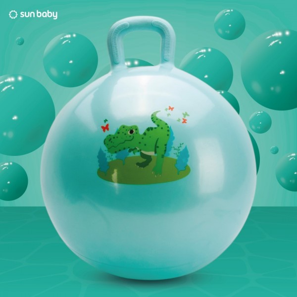 Bērnu džemperis 60 cm gumijas bumba zaļa lēkāšanai ar pumpīti--bebis.lv