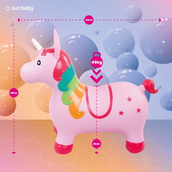 Bērnu gumijas džemperis VIENRADZIS 60 cm rozā lēkāšanai ar pumpīti--bebis.lv