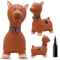 Gumijas lēcējs bērniem ALPAKA 55 cm brūns ar tauriņu lēkšanai ar pumpīti