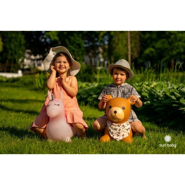 Детский резиновый комбинезон TEDDY 52 см, коричневый, с банданой для прыжков и насосом.--bebis.lv