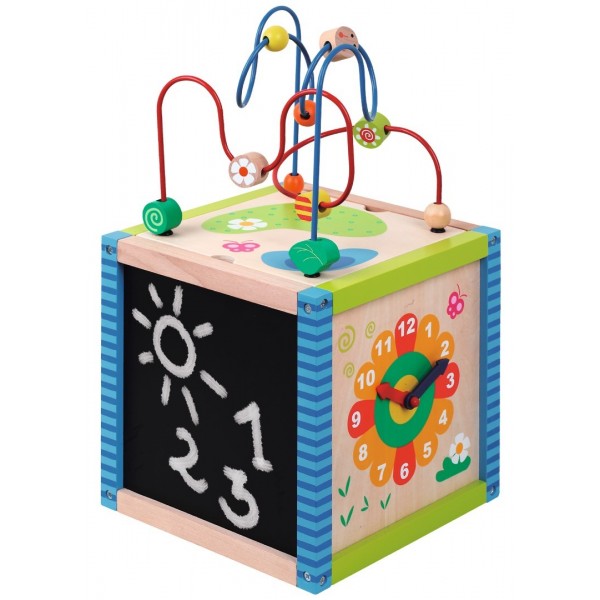 Koka rotaļlieta izglītojoša manipulatīva kubu šķirošanas ierīce XL 30 cm--bebis.lv