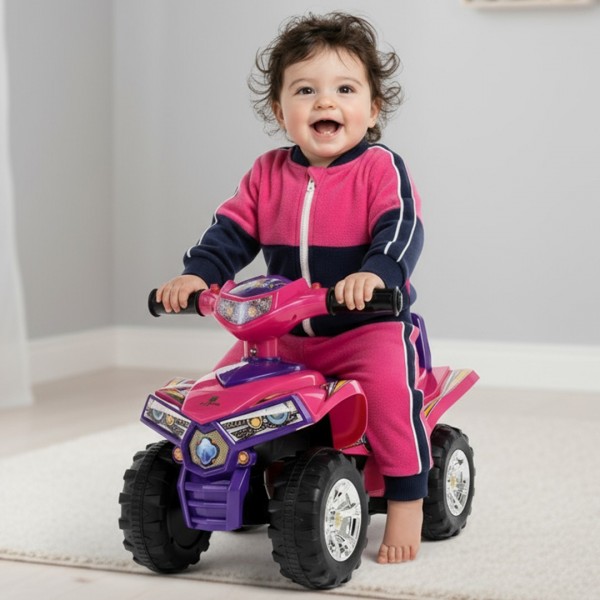 Bērnu ratiņi viena gada vecuma bērniem Quad rozā--bebis.lv