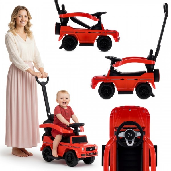 Mercedes Benz G klases bērnu staigulītis ar stūmēju, sarkans--bebis.lv