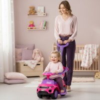 Bērnu staigulītis ar rokturi un skavu Sport car rozā