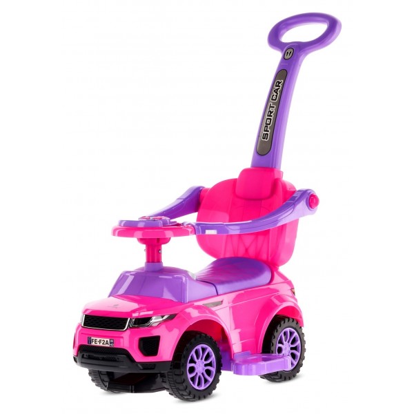 Bērnu staigulītis ar rokturi un skavu Sport car rozā--bebis.lv