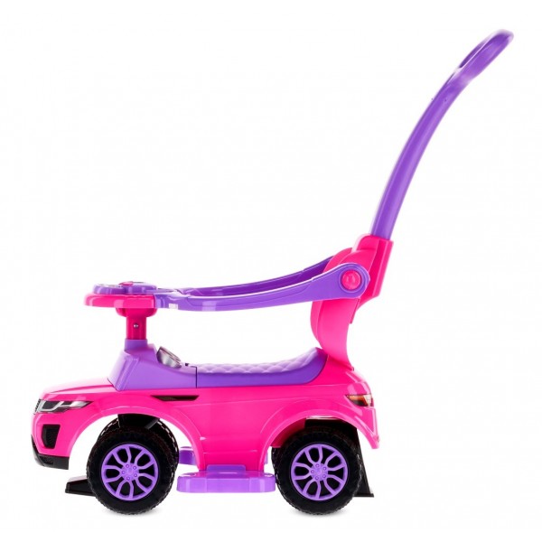 Bērnu staigulītis ar rokturi un skavu Sport car rozā--bebis.lv