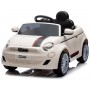 Battery-powered car FIAT 500 Electric Ride-on Car - pearl, ivory-Bērnu transportlīdzekļi-bebis.lv