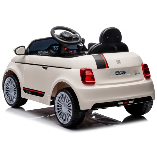 Battery-powered car FIAT 500 Electric Ride-on Car - pearl, ivory-Bērnu transportlīdzekļi-bebis.lv