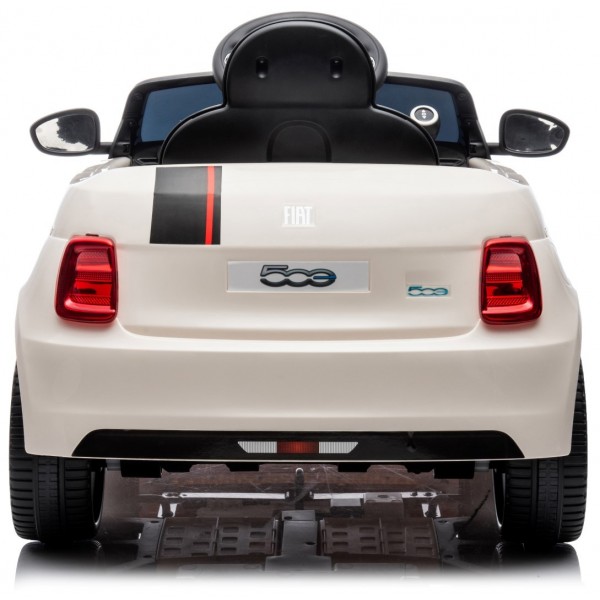Battery-powered car FIAT 500 Electric Ride-on Car - pearl, ivory-Bērnu transportlīdzekļi-bebis.lv