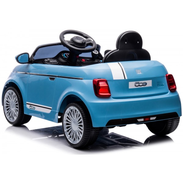 Ar akumulatoru darbināms automobilis FIAT 500 Electric Ride-on - gaiši zils--bebis.lv
