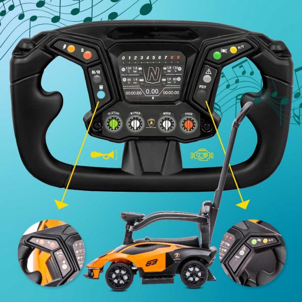 Детские ходунки Lamborghini Essenza SCV12 для годовалого ребенка, с ручкой, зажимом и подножками, оранжевые.--bebis.lv